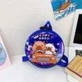 Blue hard shell kids backpack with Capybara cartoon driving orange car design - Blue Driving Capybara