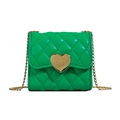 Borsa a tracolla trapuntata verde per bambine con chiusura a cuore dorato e catena - Verde