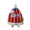 Zaino a righe rosse e bianche con ciondoli a forma di orso e stella di peluche - Rosso