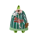 Zaino a righe verdi e bianche con ciondoli a forma di orsetto e logo Tochao per bimbi - Verde