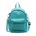 Mini crossbody shoulder bag in turquoise finish with front zipper pocket and adjustable strap - Blue