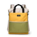 Three-color contrast large capacity mommy backpack with shoulder straps in beige and green - Yellow