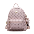 Sac à dos rose avec imprimé monogramme NK, pendentif nœud et rivets dorés sur les côtés - Grand / Avec Pendentif / Rose
