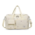 Sac à langer matelassé en coton avec broderie et grande capacité de rangement - Style Fleur