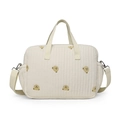 Quilted white diaper bag with cute bear embroidery, featuring adjustable shoulder straps - Bear Style