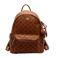 Fashionable dark brown backpack with NK logo prints and a stylish decorative pendant - Oversized / With Pendant / Brown