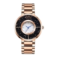 GEDI luxury women watch with rose gold strap and sparkling black crystal bezel - Black Zirconia Rose Gold Band