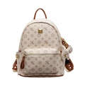 Fashionable cream backpack with brown letter prints and a white 3D bow pendant - Large / Bare Bag / Off-white