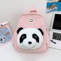 Rosa Kinderrucksack mit Panda-Motiv, Plüschgesicht und Segeltuchgewebe für Kleinkinder - Rosa