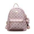 Pink fashion backpack for women with floral NK logo print and gold rivet details - Large / Bare Bag / Pink
