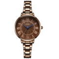 GEDI vintage women's quartz watch in coffee gold with Roman numerals and blue hands - Coffee Band Coffee Dial