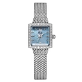 Orologio Gedi quadrato al quarzo da donna con quadrante in madreperla blu e maglia silver - Cassa Argento Quadrante MOP Blu Cinturino in Maglia a Spina di Pesce Argento
