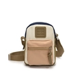Mini multi-color patchwork crossbody bag for kids featuring adjustable khaki shoulder strap - Khaki