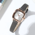 GEDI square women's watch in rose gold case with grey leather strap and silver dial - Rose Gold Case White Dial Dark Grey Strap