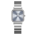 Orologio al quarzo quadrato minimalista da donna con cinturino in acciaio e quadrante blu - Cinturino Argento Quadrante Blu