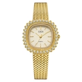 GEDI vintage gold quartz watch for women with rhinestone bezel and Milanese mesh strap - Gold Case Gold Dial Mesh Strap