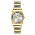 GEDI Luxus-Quarzuhr für Damen in Gold mit Datumsanzeige und Strass-Lünette - Bi-Color Gold Weißes Zifferblatt