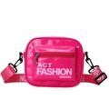 Glossy pink patent leather kids crossbody bag with Marvel logo and wide strap - Rose Red