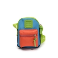 Mini multi-color patchwork crossbody bag for kids featuring blue, orange and green panels - Orange