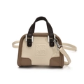 Mini color-block girls shoulder bag in beige and brown with AMIR AMIR logo and handle - Off White