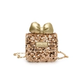 Chique mini schoudertas voor kinderen met roségouden lovertjes en gouden strik - Goud