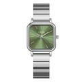 Elegante orologio al quarzo quadrato da donna con quadrante verde e cinturino argento - Cinturino Argentato Quadrante Verde