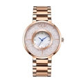 Rose gold fashion watch with mother of pearl dial and crystal encrusted double ring bezel - White Zirconia Rose Gold Band