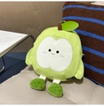 Süßer hellgrüner Kinderrucksack in Apfelform aus Segeltuch mit Cartoon-Gesicht und Beinen - Grün Klein Ohne Anhänger
