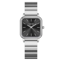 Elegante orologio al quarzo quadrato argento con quadrante grigio fumo e cinturino in acciaio - Cinturino Argentato Quadrante Nero