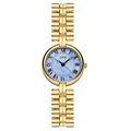 GEDI vintage gold quartz watch with purple mother of pearl dial and Roman numerals - Gold Case Blue Dial