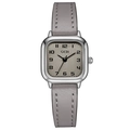 Orologio al quarzo quadrato minimalista con cassa argento e cinturino in pelle grigia - Cassa Argento Quadrante Grigio Cinturino Grigio