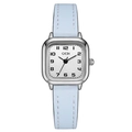 Elegante orologio da donna quadrato al quarzo con cassa argento e cinturino azzurro - Cassa Argento Quadrante Bianco Cinturino Blu Chiaro