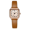 Elegante orologio quadrato GEDI da donna con quadrante champagne e cinturino marrone - Cassa Oro Rosa Quadrante Rosa Cinturino Caffè Chiaro