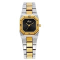 Orologio quarzo donna con cassa ottagonale, cinturino in acciaio bicolore e quadrante nero - Bicolore Oro Quadrante Nero