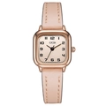 Elegant GEDI women's watch featuring a rose gold square case and a light pink leather strap - Rose Gold Case Rose Gold Dial Pink Strap