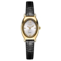 Montre GEDI pour femme à quartz avec boîtier ovale doré et bracelet en cuir noir façon croco - Boîtier Or Cadran Blanc Bracelet Noir