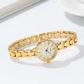 Reloj dorado elegante para mujer con esfera blanca minimalista y manecillas azules - Correa de Acero Dorada Esfera Dorada