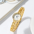 Reloj de cuarzo GEDI para mujer con correa de metal dorado y esfera blanca minimalista - Correa de Acero Dorada Esfera Blanca