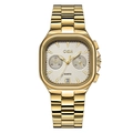 Orologio GEDI lusso in oro e acciaio inox con quadrante quadrato argento e data - Cassa Oro Quadrante Oro
