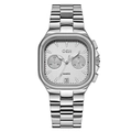 Orologio business quadrato in acciaio inossidabile argento con datario e quadrante - Cassa Argento Quadrante Bianco