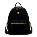 Mochila de moda para mujer en cuero negro con relieve de cocodrilo y remaches - Negro