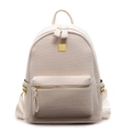 Mochila de moda para mujer en blanco crema con cuero grabado de cocodrilo y herrajes dorados - Blanco Roto