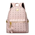 Mochila de cuero sintético rosa con estampados de osos y remaches dorados - Con Colgante / Rosa