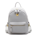 Mochila blanco roto con patrón de cocodrilo, tachuelas doradas y correas ajustables - Gris claro