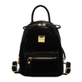 Mini schwarzer Rucksack aus PU-Leder mit Webmuster, Goldbeschlägen und Tragegriff - Schwarz