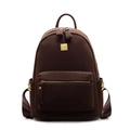 Deep brown quilted leather backpack for women with gold-tone hardware and star rivets - Brown