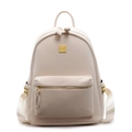Chic beige woven backpack with golden logo and pyramid studs for stylish women - Off White