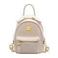 Schicker beiger Mini-Rucksack mit Rautenmuster und goldenen Nieten für Damen - Gebrochenes Weiß