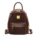 Minimalist woven texture backpack for women in deep brown finish with gold hardware - Coffee