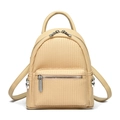 Minimalistischer cremefarbener Mini-Rucksack aus strukturiertem Leder mit silbernen Details - Khaki